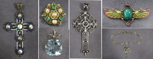 Collection antique and vintage jewelry. Image courtesy of William Jenack Estate Appraisers and Auctioneers.